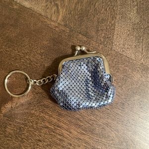 Whiting and Davis Light Blue Mesh Coin Purse Keychain